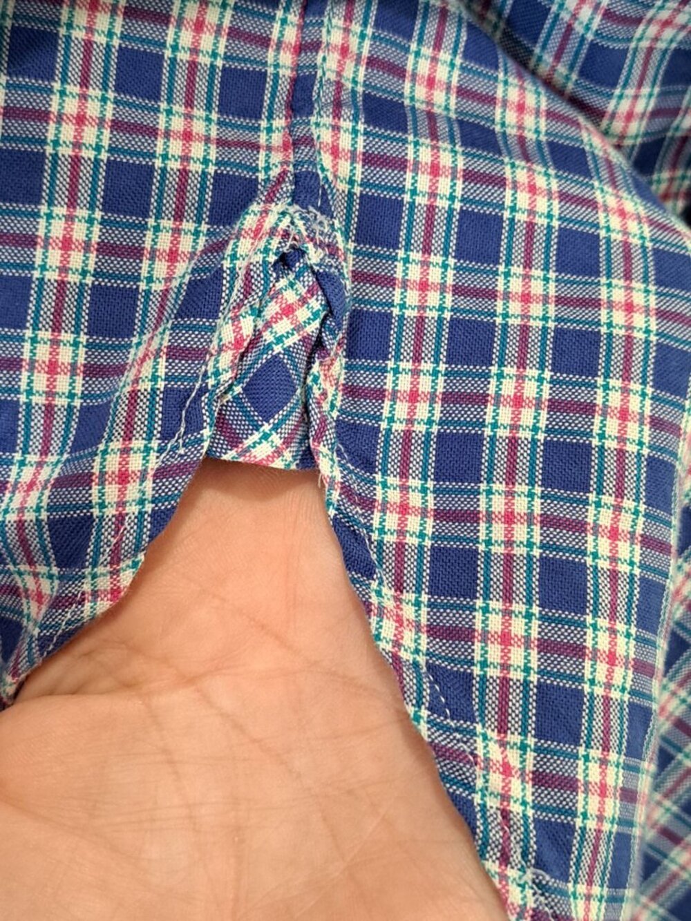 Ralph Lauren Men's Blue Plaid Button-Up Shirt Pony Logo Long Sleeve Small Gusset - Picture 6 of 14